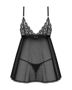Czarna babydoll i stringi