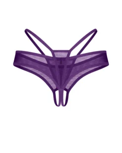 Fioletowe stringi z otwartym krokiem