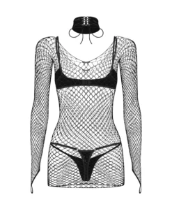 Komplet: sukienka, biustonosz, stringi i choker