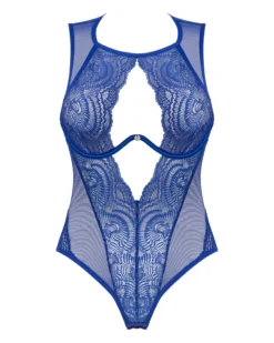 Niebieskie, koronkowe body