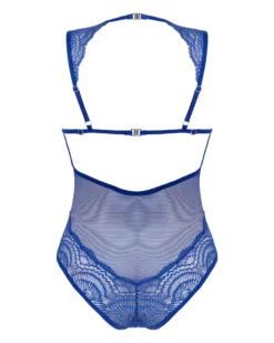 Niebieskie, koronkowe body