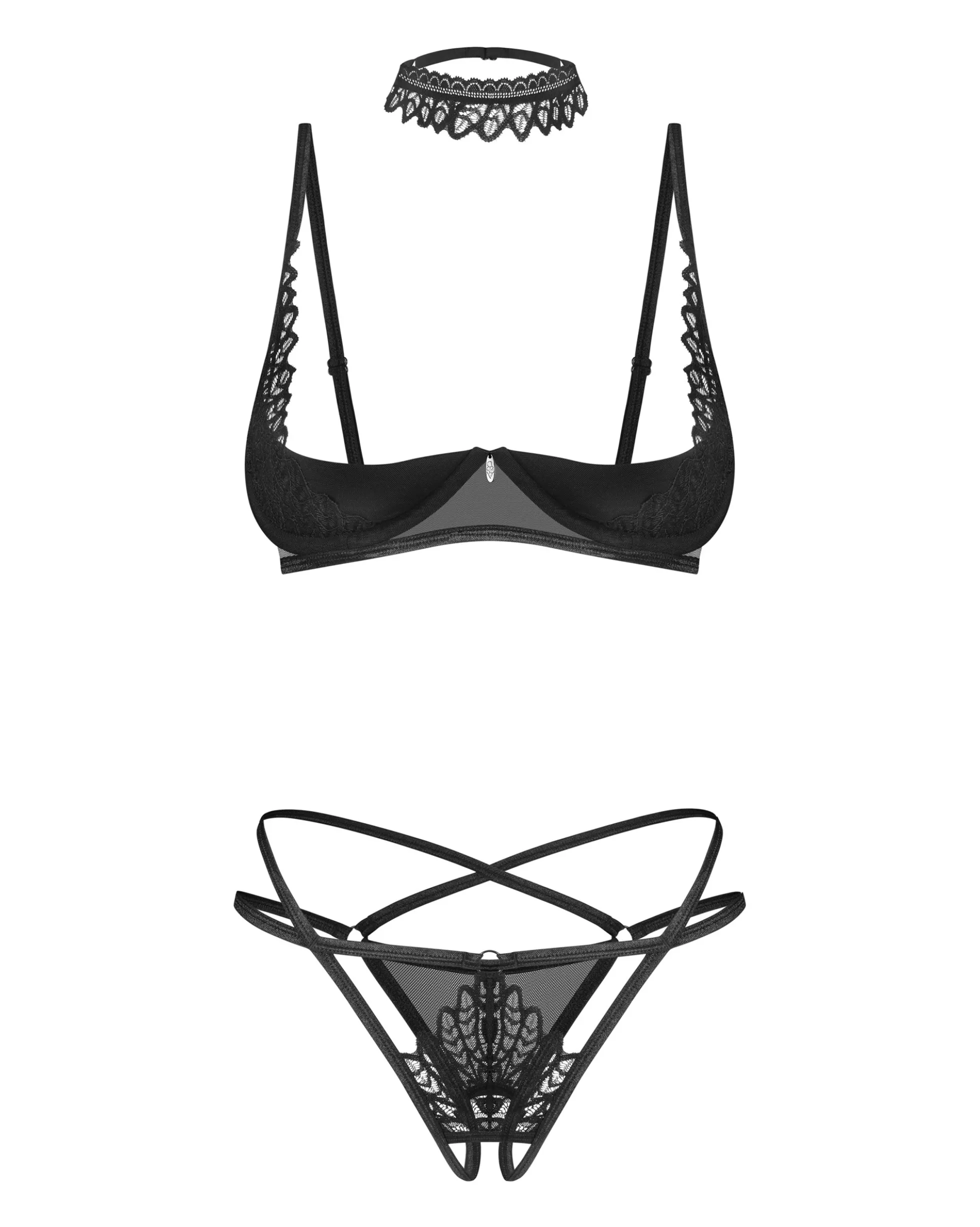 Półbiustonosz, otwarte stringi i choker